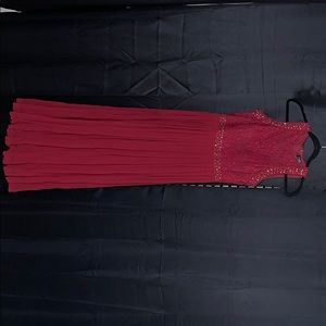 Long burgundy bridesmaid dress